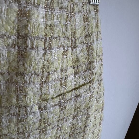 Rumored Coco Mini Skirt Yellow Shimmer Tweed Size 8 NWT Preppy Parisian - Picture 5 of 8